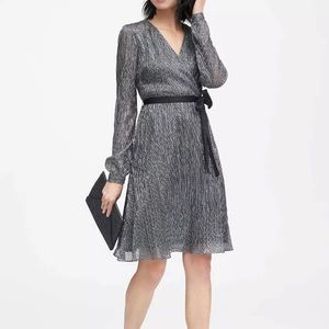 BNWT Banana Republic Metallic Faux Wrap Dress